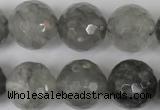 CCQ317 15.5 inches 18mm faceted round cloudy quartz beads wholesale