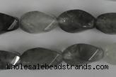 CCQ358 15.5 inches 10*20mm twisted rice cloudy quartz beads wholesale