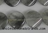 CCQ450 15.5 inches 20mm twisted coin cloudy quartz beads wholesale