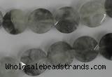 CCQ464 15.5 inches 12mm faceted coin cloudy quartz beads wholesale