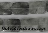 CCQ494 15*20mm twisted & faceted rectangle cloudy quartz beads