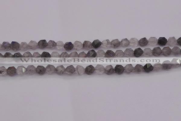 CCQ571 15.5 inches 6mm faceted nuggets cloudy quartz beads