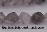 CCQ574 15.5 inches 12mm faceted nuggets cloudy quartz beads