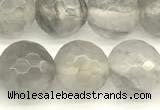 CCQ602 15 inches 10mm faceted round cloudy quartz beads