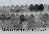 CCQ73 15.5 inches 6*8mm faceted rondelle cloudy quartz beads wholesale