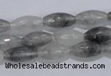 CCQ92 15.5 inches 8*16mm faceted rice cloudy quartz beads wholesale