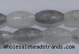 CCQ93 15.5 inches 10*20mm faceted rice cloudy quartz beads wholesale