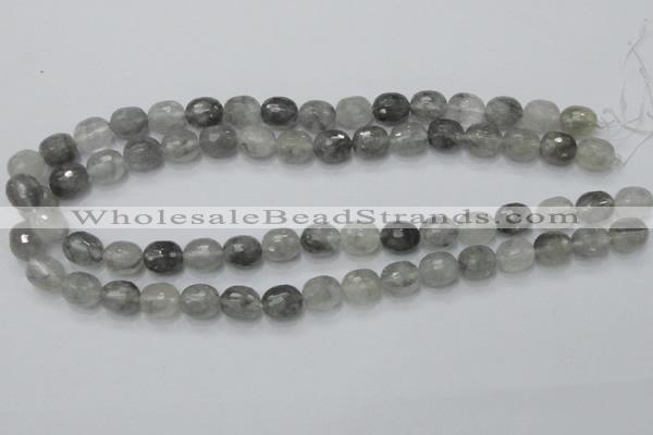 CCQ98 15.5 inches 10*12mm faceted egg-shaped cloudy quartz beads