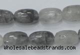 CCQ99 15.5 inches 10*16mm faceted egg-shaped cloudy quartz beads