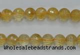 CCR04 15.5 inches 8mm faceted round natural citrine gemstone beads