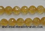 CCR05 15.5 inches 10mm faceted round natural citrine gemstone beads