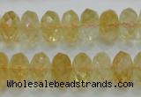 CCR11 15.5 inches 8*14mm faceted rondelle natural citrine gemstone beads