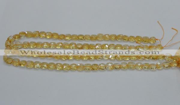 CCR14 15.5 inches 8*8mm faceted square natural citrine gemstone beads