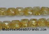 CCR15 15.5 inches 10*10mm faceted square natural citrine gemstone beads