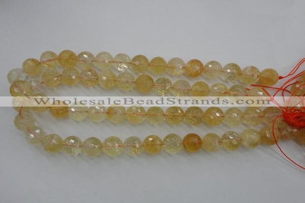 CCR159 15.5 inches 14mm faceted round natural citrine beads