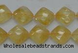 CCR17 15.5 inches 12*12mm faceted diamond natural citrine gemstone beads