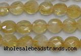 CCR18 15.5 inches 10mm faceted flat round natural citrine gemstone beads