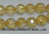 CCR19 15.5 inches 12mm faceted flat round natural citrine gemstone beads