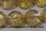 CCR233 15.5 inches 14mm flat round natural citrine gemstone beads