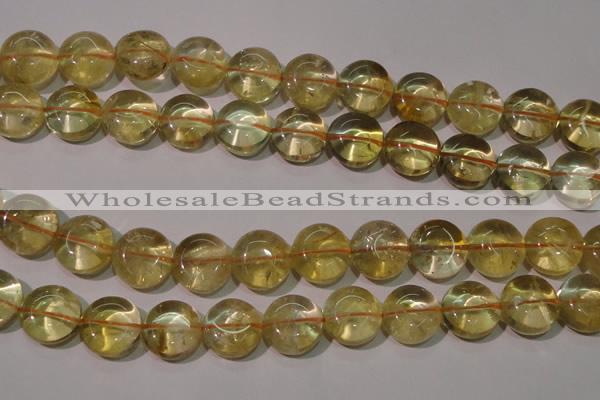 CCR233 15.5 inches 14mm flat round natural citrine gemstone beads