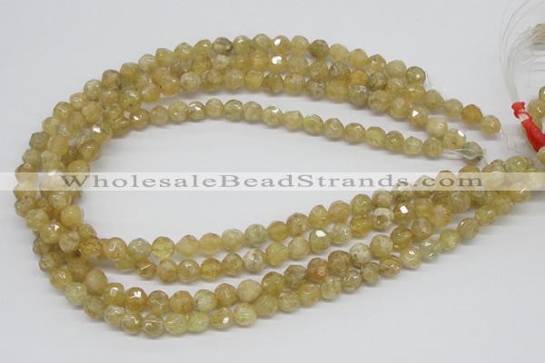 CCR83 15.5 inches 8mm faceted round citrine gemstone beads wholesale