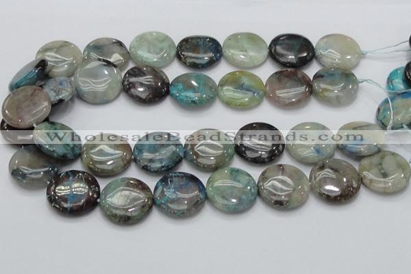 CCS06 15.5 inches 25mm flat round natural chrysocolla gemstone beads