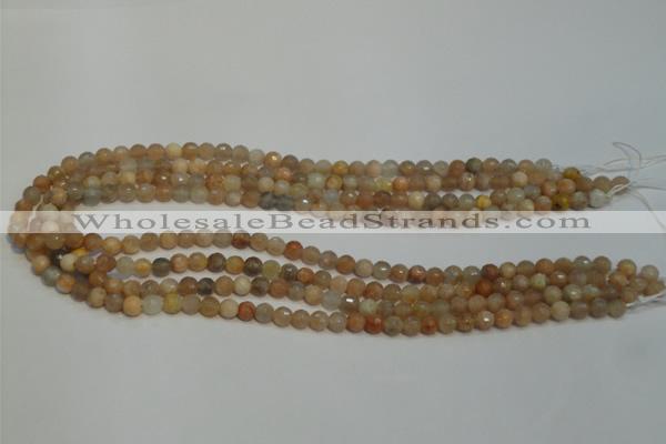 CCS310 15.5 inches 6mm faceted round natural sunstone beads