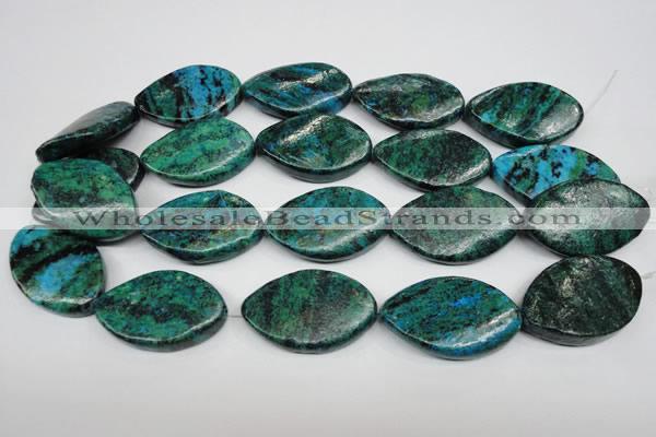 CCS485 15.5 inches 25*40mm twisted marquise dyed chrysocolla gemstone beads