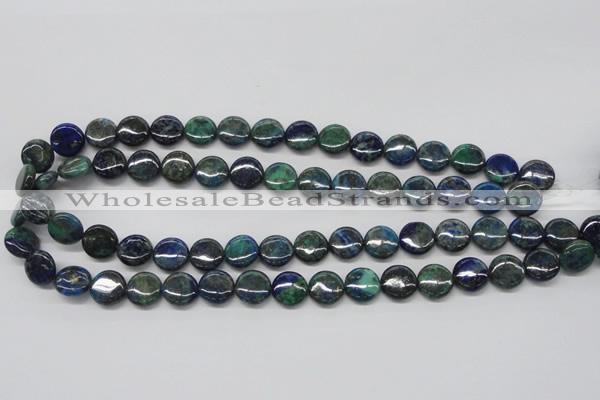 CCS63 16 inches 12mm flat round dyed chrysocolla gemstone beads