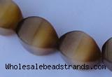 CCT31 14 inches 10*14mm twisted tiger yellow cats eye beads wholesale