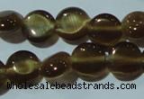 CCT458 15 inches 6mm flat round cats eye beads wholesale