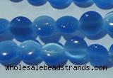 CCT464 15 inches 6mm flat round cats eye beads wholesale