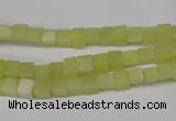 CCU03 15.5 inches 4*4mm cube olive jade beads wholesale