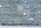 CCU1003 15 inches 4mm faceted cube aquamarine beads