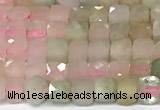 CCU1008 15 inches 4mm faceted cube morganite beads