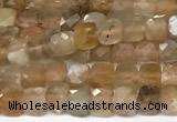 CCU1011 15 inches 4mm faceted cube sunstone beads