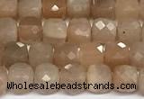 CCU1013 15 inches 4mm faceted cube sunstone beads