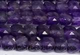 CCU1021 15 inches 4mm faceted cube amethyst beads