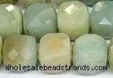 CCU1047 15 inches 8mm faceted cube amazonite beads