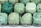 CCU1048 15 inches 8mm faceted cube turquoise beads