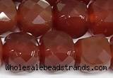 CCU1067 15 inches 8mm faceted cube red agate beads