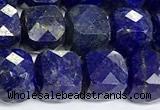 CCU1068 15 inches 8mm faceted cube lapis lazuli beads