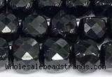 CCU1069 15 inches 8mm faceted cube black tourmaline beads