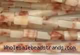 CCU1092 15 inches 2*4mm cuboid red net jasper beads