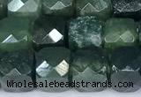 CCU1278 15 inches 6mm - 7mm faceted cube moss agate beads