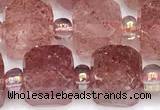 CCU1317 15 inches 7mm - 8mm faceted cube strawberry quartz beads