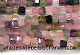 CCU1325 15 inches 2.5mm faceted cube tourmaline beads