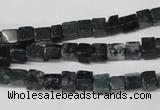 CCU17 15.5 inches 4*4mm cube moss agate beads wholesale