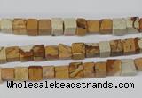 CCU29 15.5 inches 5*5mm cube picture jasper beads wholesale