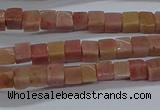 CCU308 15.5 inches 4*4mm cube pink wooden jasper beads wholesale